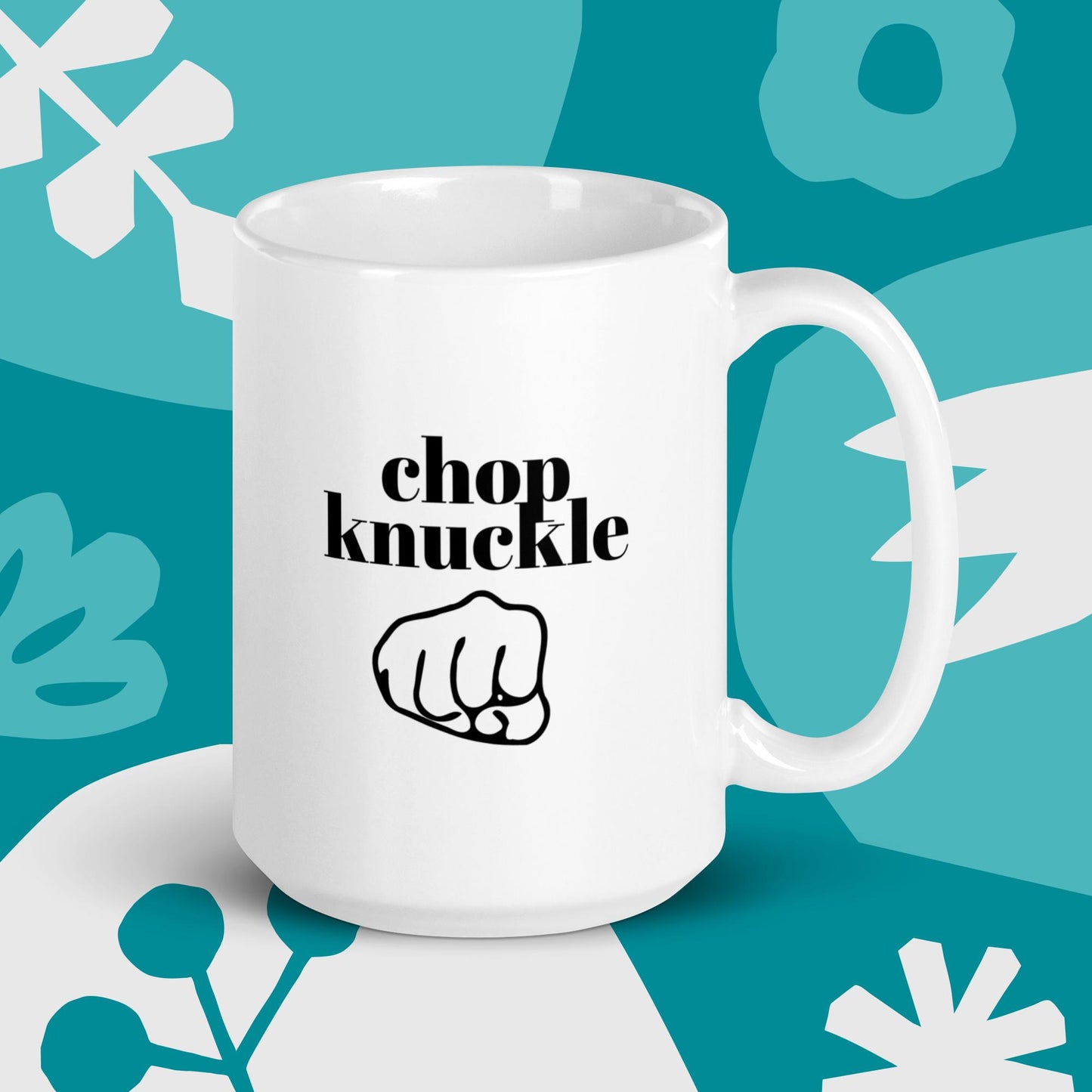 Chop Knuckle White glossy mug